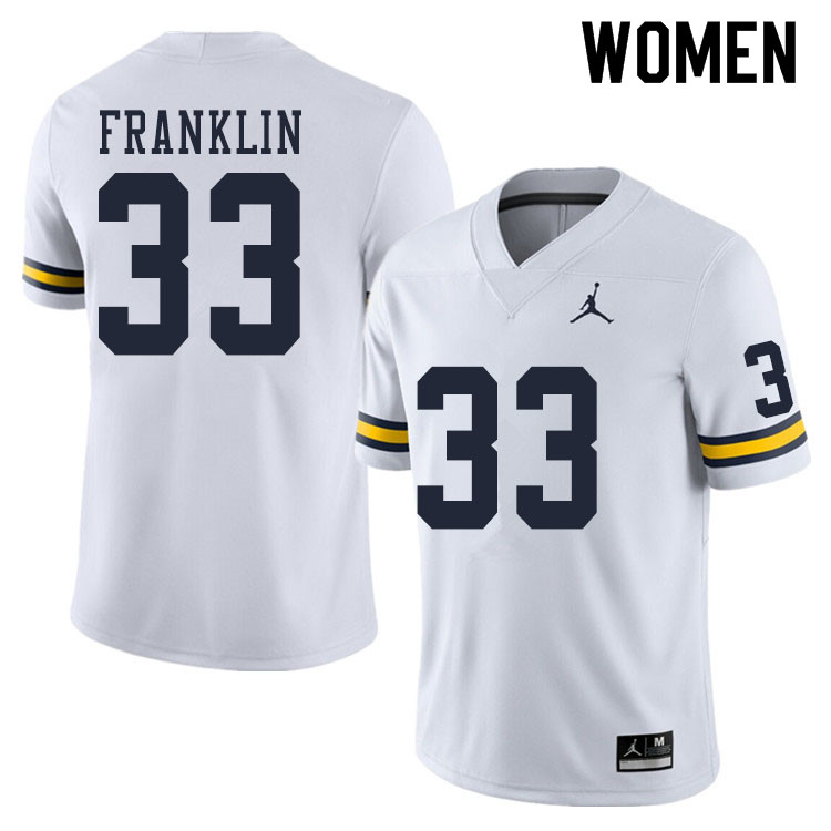 Women #33 Leon Franklin Michigan Wolverines College Football Jerseys Sale-White